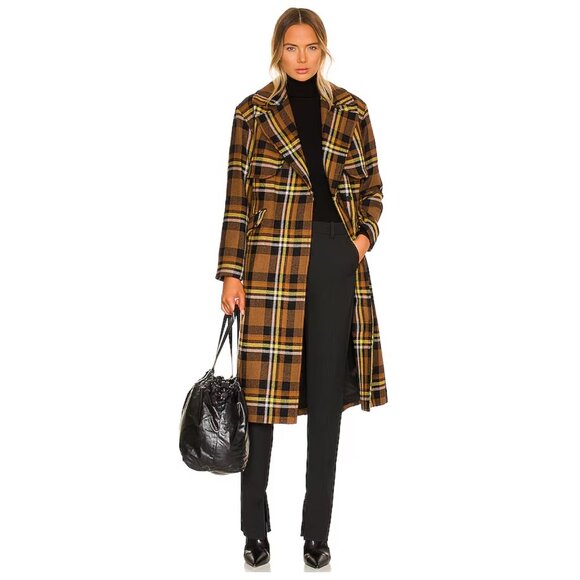 All Saints Jackets & Blazers - ALLSAINTS Bree check print wool blend trench coat
